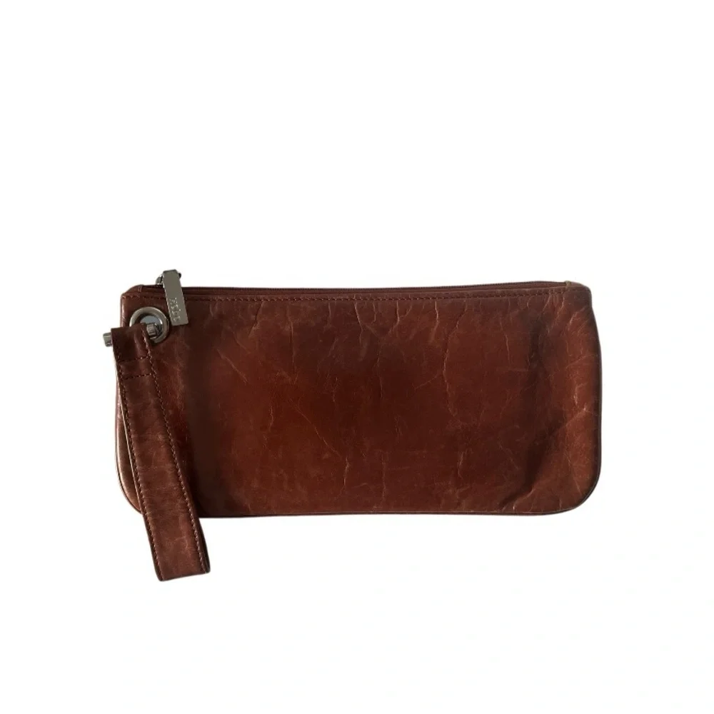 HOBO Distressed Chestnut Leather Wristlet